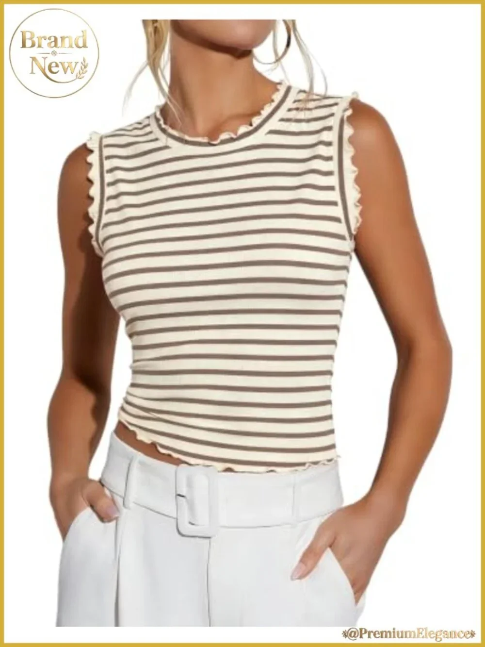 LEEDYA Women Sleeveless Ribbed Knit Tank Top Business Casual Crew Neck Summer